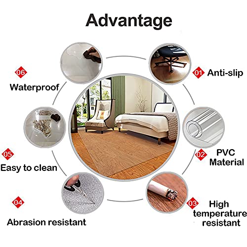 Area Rugs Runner Rug Office Chair Floor Protector Mat, Transparent Non Slip Carpet Protector, 1.5mm Thick Plastic Waterproof Rug Runner (Size : 130×250cm/4.3×8.2ft)