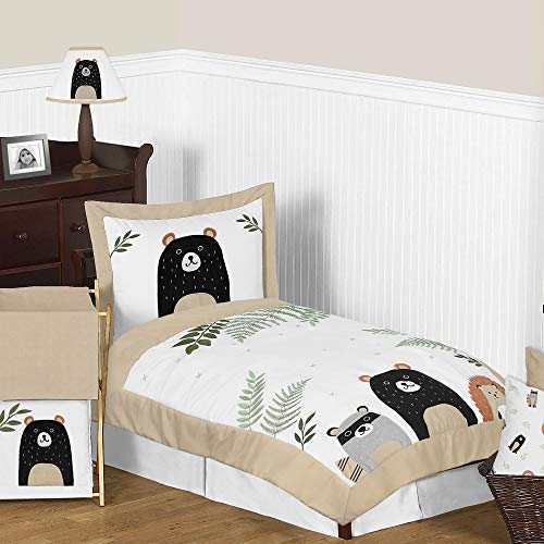 Sweet Jojo Designs Bear Raccoon Hedgehog Forest Animal Fabric Memory Memo Photo Bulletin Board for Woodland Pals Collection - Neutral Beige, Green, Black and Grey