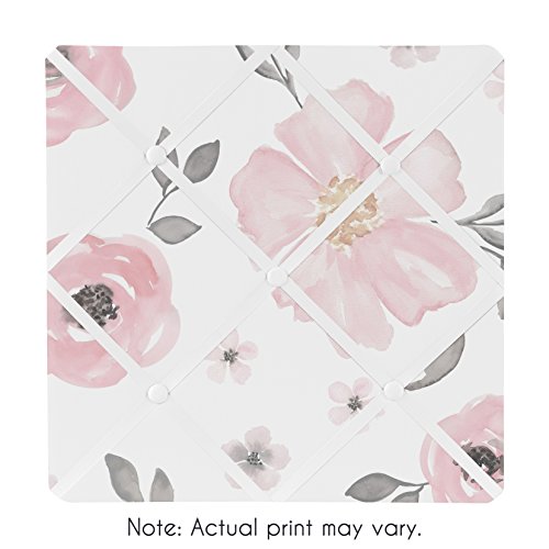 Blush Pink, Grey and White Fabric Memory Memo Photo Bulletin Board for Watercolor Floral Collection by Sweet Jojo Designs