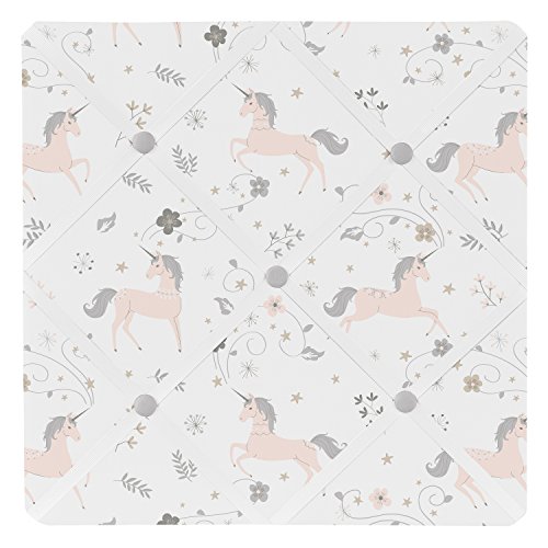 Pink, Grey and Gold Fabric Memory Memo Photo Bulletin Board for Unicorn Collection by Sweet Jojo Designs