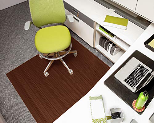Anji Mountain Standard Bamboo Roll-Up Chairmat Without Lip, 52 x 48-Inch, 5mm Thick, Walnut