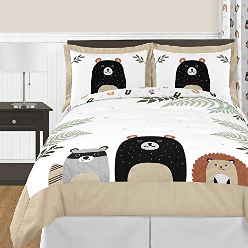 Sweet Jojo Designs Bear Raccoon Hedgehog Forest Animal Fabric Memory Memo Photo Bulletin Board for Woodland Pals Collection - Neutral Beige, Green, Black and Grey