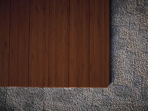 Anji Mountain Standard Bamboo Roll-Up Chairmat Without Lip, 52 x 48-Inch, 5mm Thick, Walnut