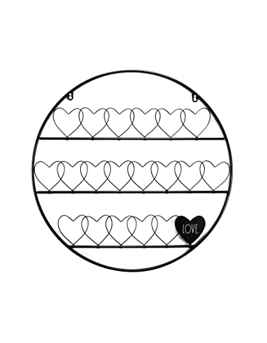 Rae Dunn Wire Wall Grid with Hearts - Round Black Metal Grid Panel Organizer for Collage, Photo Wall, Picture Display, Memo Board, Hanging Office Organization, Art - Home and Classroom Decor