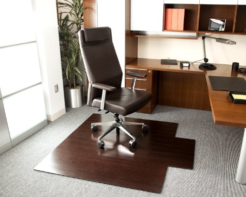 Anji Mountain Deluxe Bamboo Roll-Up Chairmat, 55 x 57-Inch, 8mm Thick, Dark Cherry
