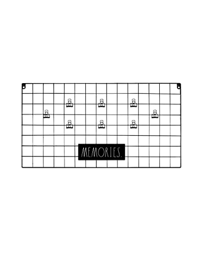 Rae Dunn Wire Wall Grid - Large Metal Grid Panel Organizer for Collage, Photo Wall, Picture Display, Memo Board, Hanging Office Organization, Art - Home and Classroom Décor - "Memories" Black