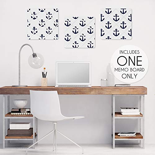 Sweet Jojo Designs Navy White Anchors Fabric Memory Memo Photo Bulletin Board - Blue Nautical Theme Ocean Sailboat Sea Marine Sailor Anchor Unisex Gender Neutral