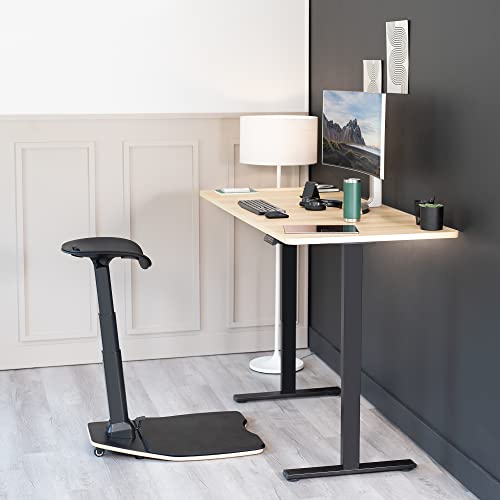VIVO Ergonomic Leaning Perch Chair for Standing Desk, Portable Height Adjustable Posture Stool with Anti-Fatigue Mat for Home and Office, Black, CHAIR-S02M