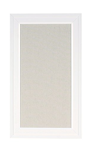 DesignOvation Bosc Framed Linen Fabric Pinboard, 13.5x23.5, White