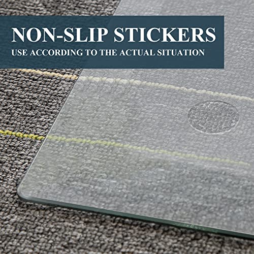 KIAYACI Glass Chair Mat for Carpet or Hard Floor Tempered Glass Glass Table Top Table Mat Square 46" x 53", 1/5 inch Thick, Transparent