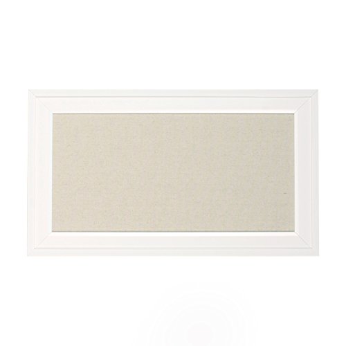 DesignOvation Bosc Framed Linen Fabric Pinboard, 13.5x23.5, White