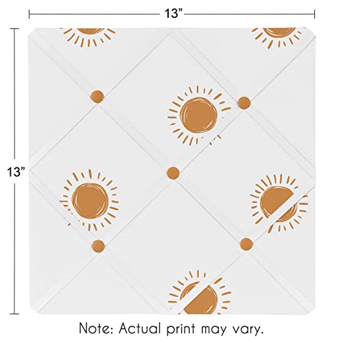 Sweet Jojo Designs Orange and White Boho Sun Fabric Memory Memo Photo Bulletin Board - Pumpkin Rust Orange Retro Bohemian Celestial Sky Desert Sunshine Outdoors Nature Minimalist Gender Neutral