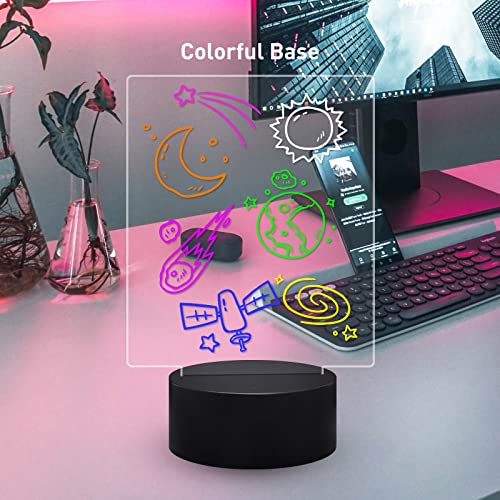 Fanrui Acrylic Dry Erase Board with 16 Colors Night Light Dry Erase Board as a Glow Memo LED Letter Message Board Note Plan Menu Glass Led Board White Board for Office School Home(Black Base)
