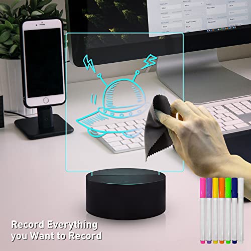 Fanrui Acrylic Dry Erase Board with 16 Colors Night Light Dry Erase Board as a Glow Memo LED Letter Message Board Note Plan Menu Glass Led Board White Board for Office School Home(Black Base)