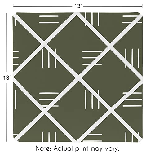 Sweet Jojo Designs Hunter Green Boho Mudcloth Fabric Memory Memo Photo Bulletin Board - White Bohemian Woodland Tribal Southwest Mud Cloth Hatch Gender Neutral Triple Line for Safari Jungle Animal