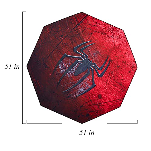 IBETTO 51x51 inches Large Gaming Chair Octagon Carpet Natural Rubber Silent Computer Game Chair Rug Anti Slip Gamer Chair Mat for All Kinds of Office Hard Wood Floor (Spider)
