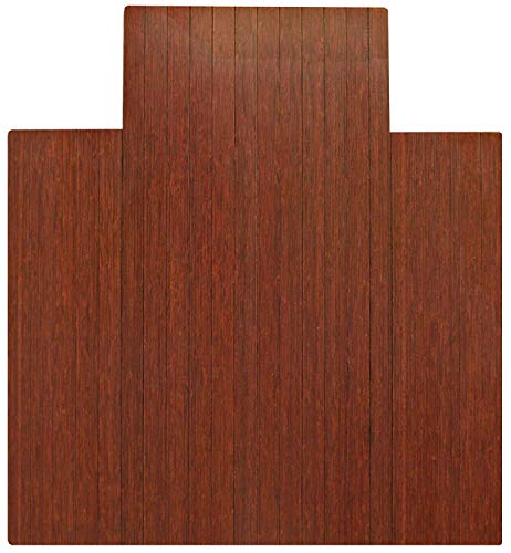 Anji Mountain Bamboo Roll-Up Chair Mat with Lip, Dark Cherry, 44 x 52", 5mm Thick