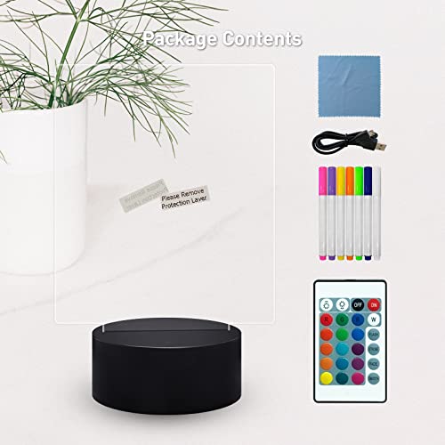 Fanrui Acrylic Dry Erase Board with 16 Colors Night Light Dry Erase Board as a Glow Memo LED Letter Message Board Note Plan Menu Glass Led Board White Board for Office School Home(Black Base)
