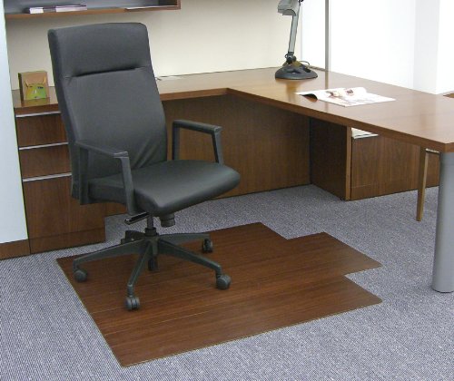 Anji Mountain Bamboo Roll-Up Chair Mat with Lip, Dark Cherry, 44 x 52", 5mm Thick