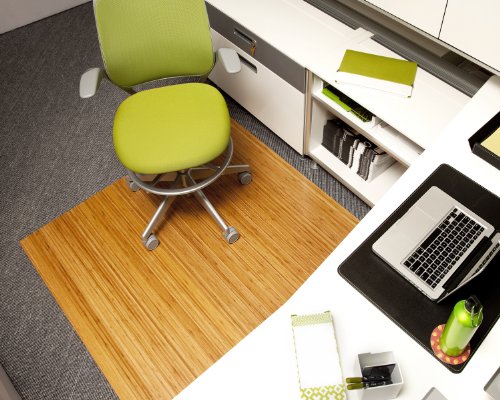 Anji Mountain Bamboo Roll-Up Chair Mat without Lip, Natural, 52 x 48", 5mm Thick