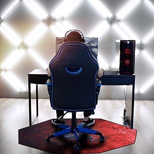 IBETTO 51x51 inches Large Gaming Chair Octagon Carpet Natural Rubber Silent Computer Game Chair Rug Anti Slip Gamer Chair Mat for All Kinds of Office Hard Wood Floor (Spider)