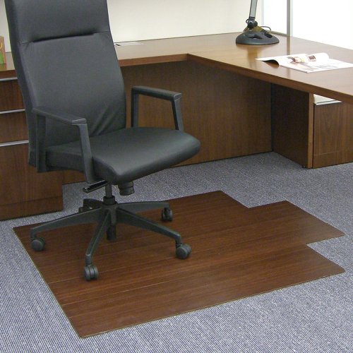 Anji Mountain Bamboo Roll-Up Chair Mat with Lip, Dark Cherry, 44 x 52", 5mm Thick