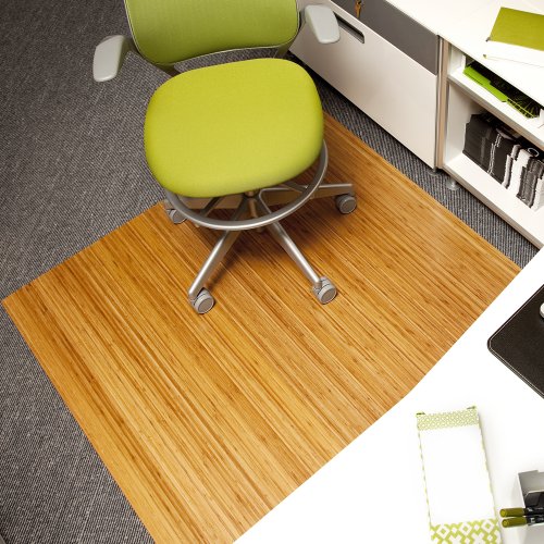 Anji Mountain Bamboo Roll-Up Chair Mat without Lip, Natural, 52 x 48", 5mm Thick