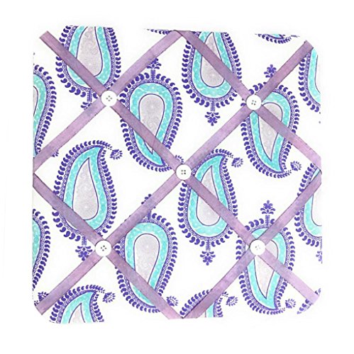 Bacati Isabella Girls Paisley Fabric Memory/Memo Photo Bulletin Board, Lilac/Purple/Aqua (PAALPMEB)