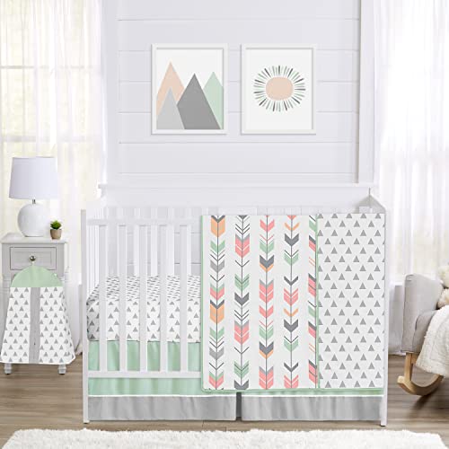 Sweet Jojo Designs Grey, Coral and Mint Woodland Arrow Fabric Memory/Memo Photo Bulletin Board