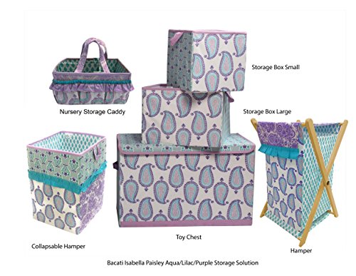 Bacati Isabella Girls Paisley Fabric Memory/Memo Photo Bulletin Board, Lilac/Purple/Aqua (PAALPMEB)