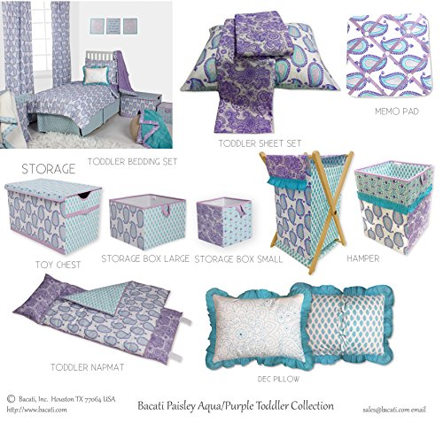 Bacati Isabella Girls Paisley Fabric Memory/Memo Photo Bulletin Board, Lilac/Purple/Aqua (PAALPMEB)