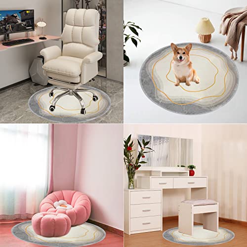 Eanpet Chair Mat for Hardwood Floor Mats Round Area Rug Nonslip Circle Rug for Rolling Chair Modern Outdoor Indoor Rugs Soft Circular Carpet for Gaming,Office,Bedroom,Light Grey,31.5 x 31.5Inch