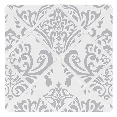 Gray and White Damask Fabric Memory/Memo Photo Bulletin Board