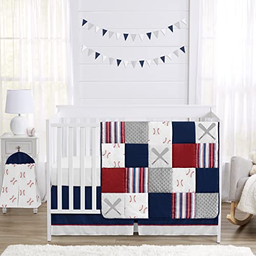 Sweet Jojo Designs Red, White and Blue Fabric Memory Memo Photo Bulletin Board for Baseball Patch Sports Collection