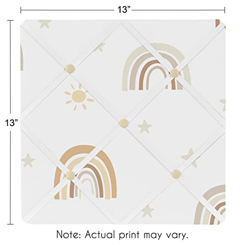 Sweet Jojo Designs Neutral Boho Rainbow Fabric Memory Memo Photo Bulletin Board - Mustard Yellow Pumpkin Orange Bohemian Sunshine Modern Vintage Beige Gold Taupe Tan