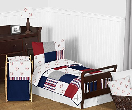Sweet Jojo Designs Red, White and Blue Fabric Memory Memo Photo Bulletin Board for Baseball Patch Sports Collection