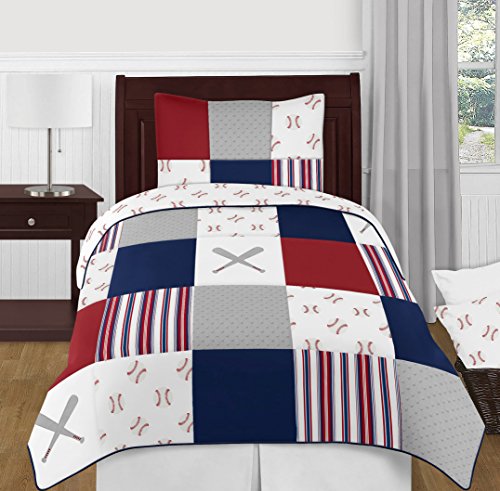 Sweet Jojo Designs Red, White and Blue Fabric Memory Memo Photo Bulletin Board for Baseball Patch Sports Collection