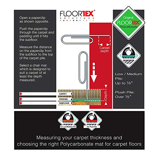 Floortex Polycarbonate XXL Office Mat 60" x 79" for All Pile Carpets