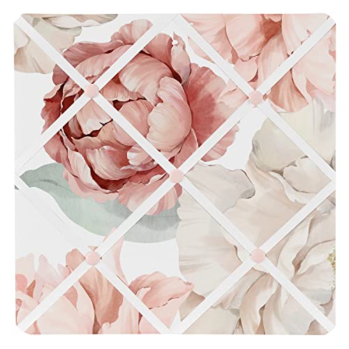 Sweet Jojo Designs Blush Pink Boho Shabby Chic Floral Girl Fabric Memory Memo Photo Bulletin Board Off White Ivory Bohemian Vintage Garden Watercolor Flower Nature Elegant Colorful Pastel Dusty Rose
