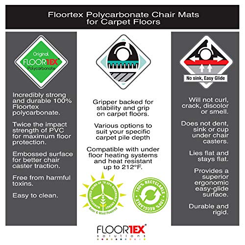 Floortex Polycarbonate XXL Office Mat 60" x 79" for All Pile Carpets