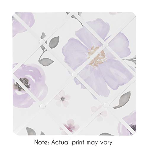 Sweet Jojo Designs Lavender Purple, Pink, Grey and White Fabric Memory Memo Photo Bulletin Board for Watercolor Floral Collection - Rose Flower