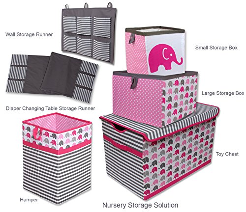 Bacati Elephants Girls Fabric Memory/Memo Photo Bulletin Board, Pink/Grey