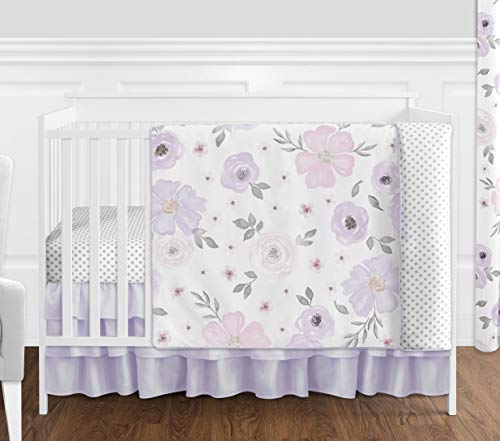 Sweet Jojo Designs Lavender Purple, Pink, Grey and White Fabric Memory Memo Photo Bulletin Board for Watercolor Floral Collection - Rose Flower