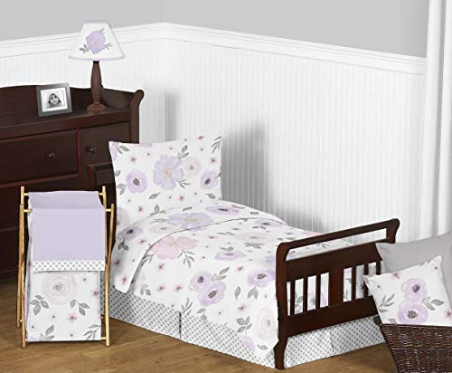 Sweet Jojo Designs Lavender Purple, Pink, Grey and White Fabric Memory Memo Photo Bulletin Board for Watercolor Floral Collection - Rose Flower