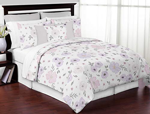 Sweet Jojo Designs Lavender Purple, Pink, Grey and White Fabric Memory Memo Photo Bulletin Board for Watercolor Floral Collection - Rose Flower