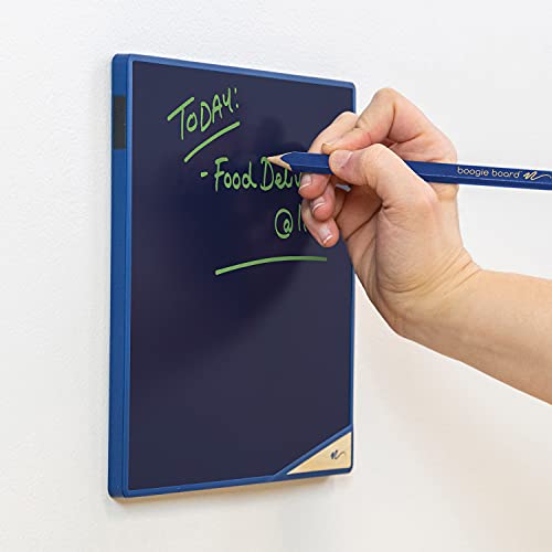 Boogie Board VersaTiles Memo Board for Home and Office, Whiteboard Alternative with 8.25x8.25” LCD Memo Board, Instant Erase, VersaPencil Stylus (Blue)