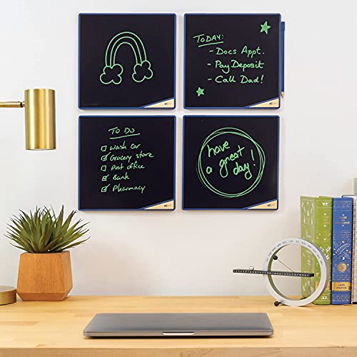 Boogie Board VersaTiles Memo Board for Home and Office, Whiteboard Alternative with 8.25x8.25” LCD Memo Board, Instant Erase, VersaPencil Stylus (Blue)
