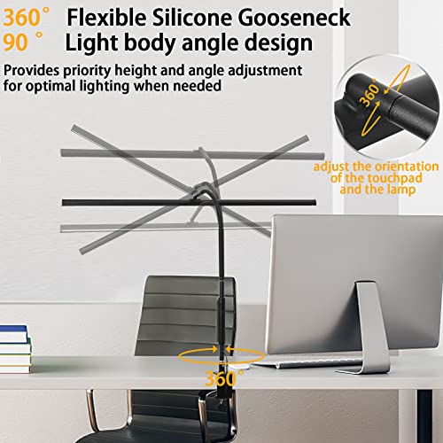 RIYUEXIN LED Desk Lamp, 30W Eye-Caring Architect Clamp Desk Lamps for Home Office, 37.4" Wide 2800LM Brightest Led Workbench Desk Light 3 Modes 5 Brightness Lighting