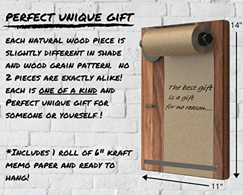 Loudoun Rustics Memo Board Farmhouse Wall Decor - Unique Rustic Kitchen Decor Kraft Paper Dispenser. Perfect Housewarming Gift Idea Vintage Rustic Farmhouse Decorations (Walnut Wood)