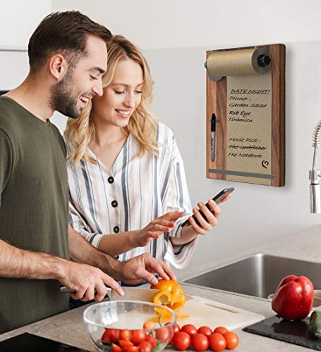 Loudoun Rustics Memo Board Farmhouse Wall Decor - Unique Rustic Kitchen Decor Kraft Paper Dispenser. Perfect Housewarming Gift Idea Vintage Rustic Farmhouse Decorations (Walnut Wood)